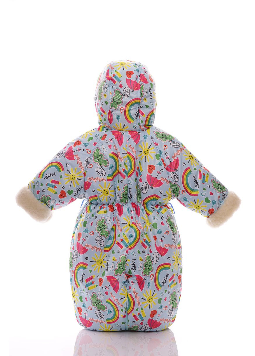 Комбінезон Трансформер для дівчинки на хутрі з принтом Веселки блакитний 86 см (51256) BABYKROHA (297198025)