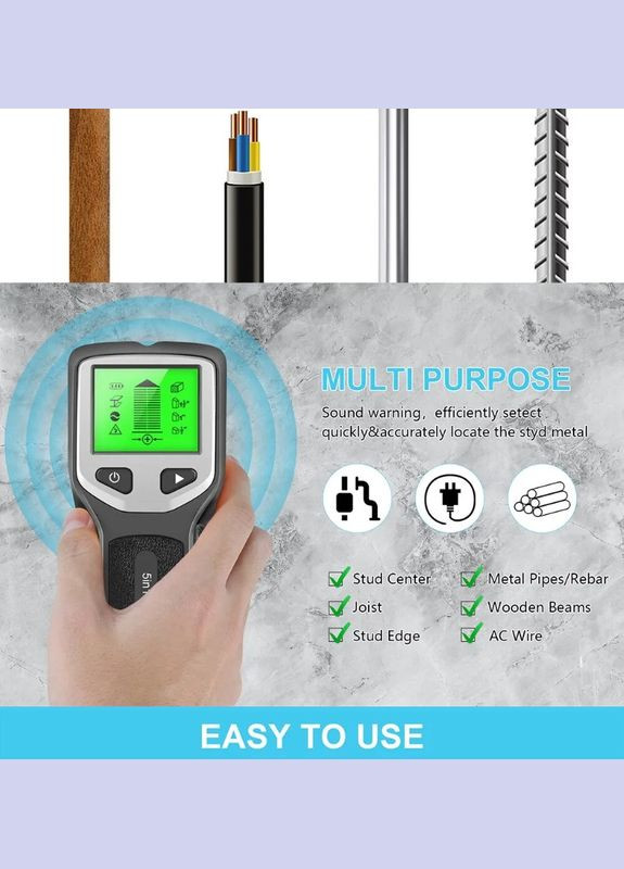Настінний детектор стрижнів електричний металошукач РК-дисплей HW430 5в1 XJXN (297707705)