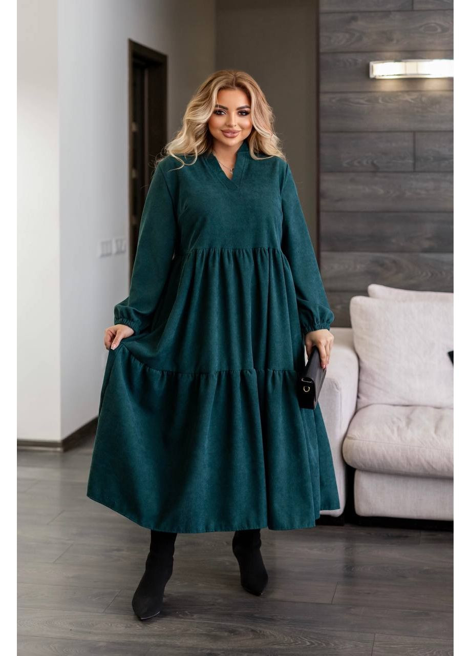 Зелена ділова, кежуал жіноча сукня міді а-силует Style Point однотонна