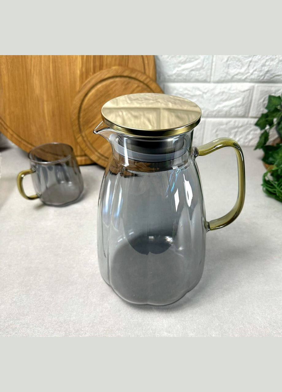 Высокий стеклянный чайник для плиты 2 л Дымка Roko No Brand (303213219)