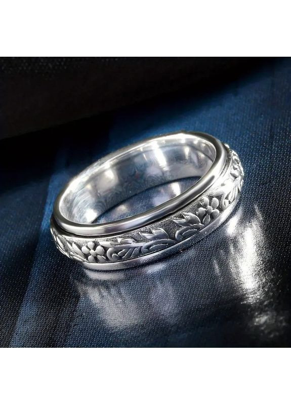 3D каблучка жіноча срібляста з квітковою різьбою 18 AurumLux029 Liresmina Jewelry (361048775)