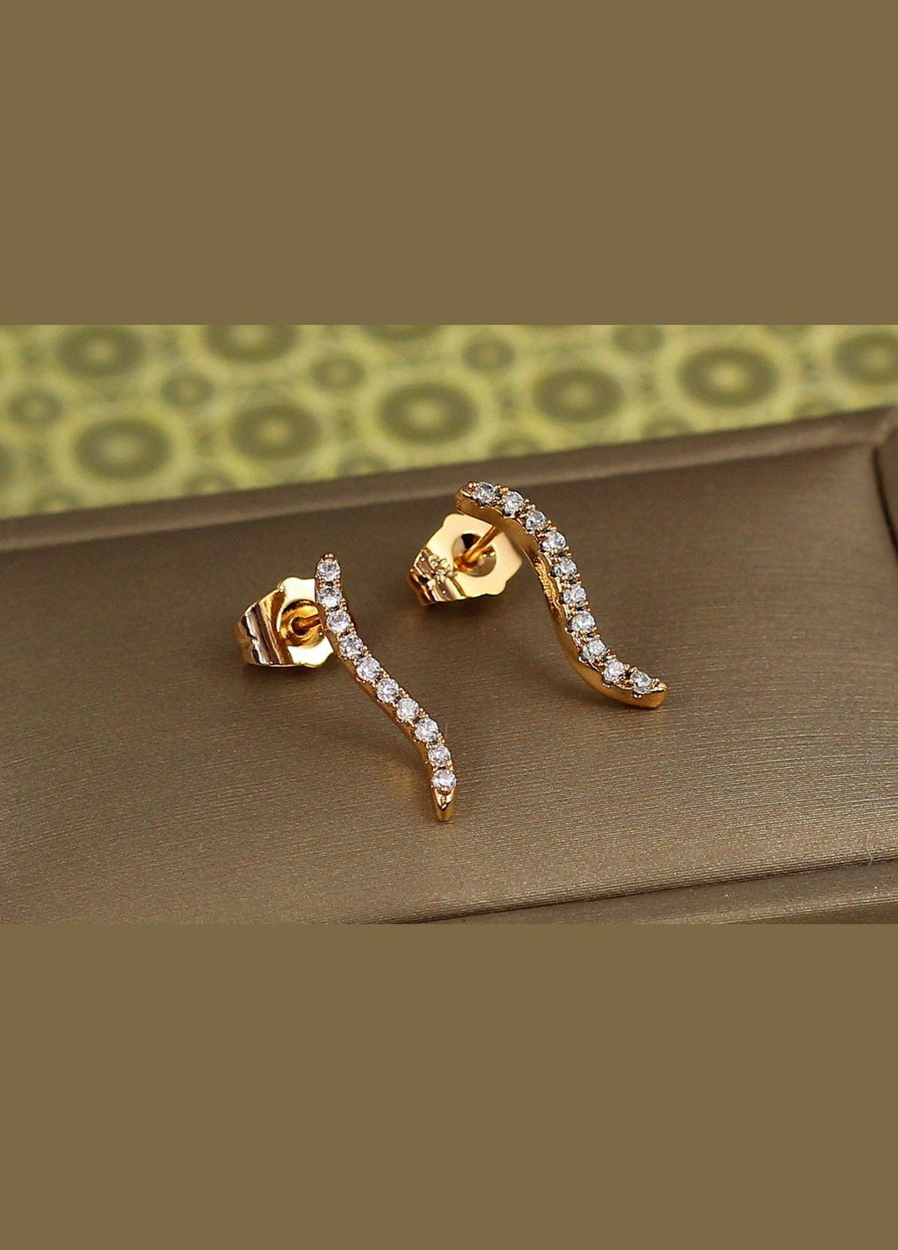 Сережки гвоздики хвиляста доріжка 1 см золотисті Xuping Jewelry (316433645)