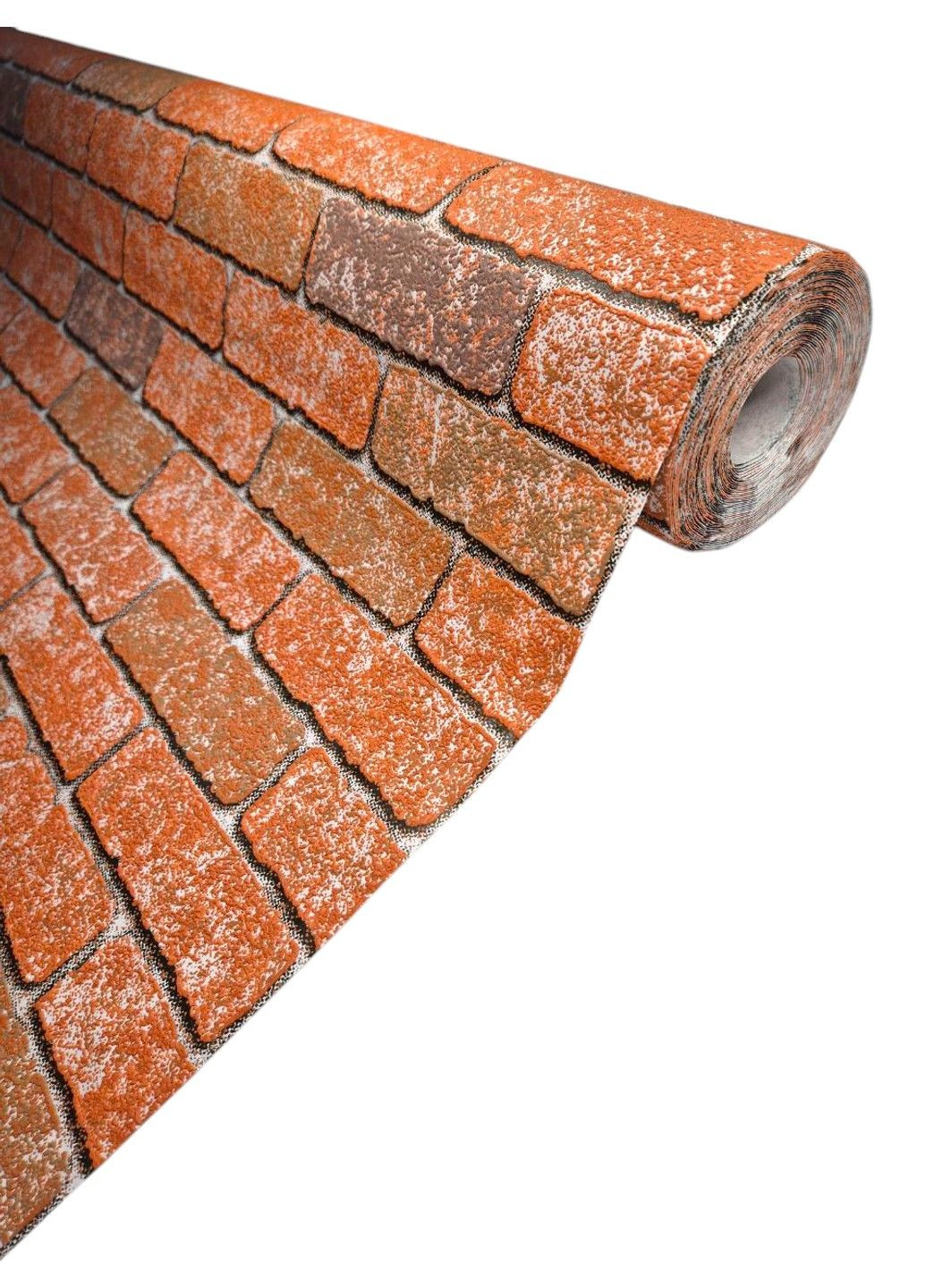 Виниловые обои 10 × 1.06 м Славянские обои 2086-12, терракотовые под кирпич для кухни, гостиной,коридора,офиса Слов'янські шпалери (340275447)