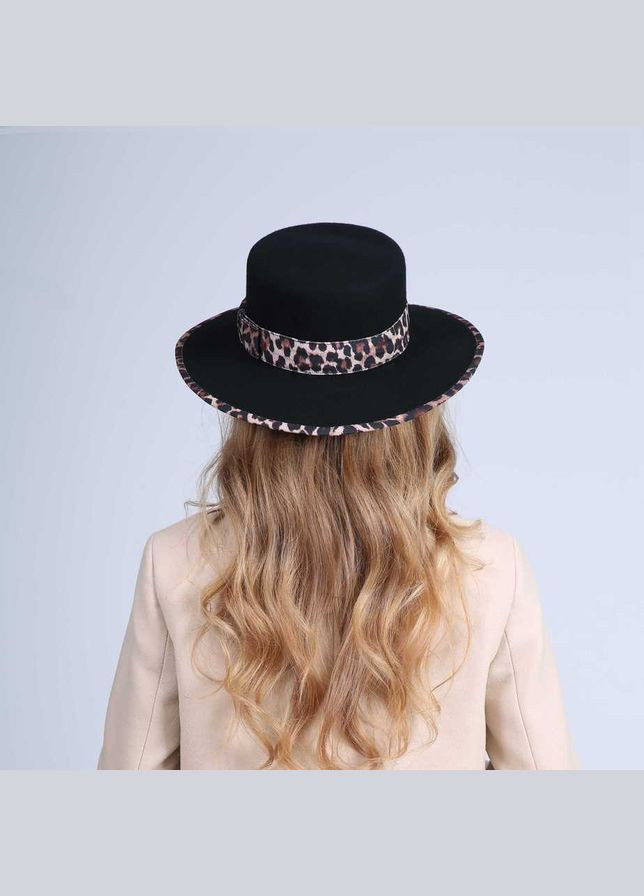 Шляпа канотье женская шерсть черная LuckyLOOK 896-507 (289478356)