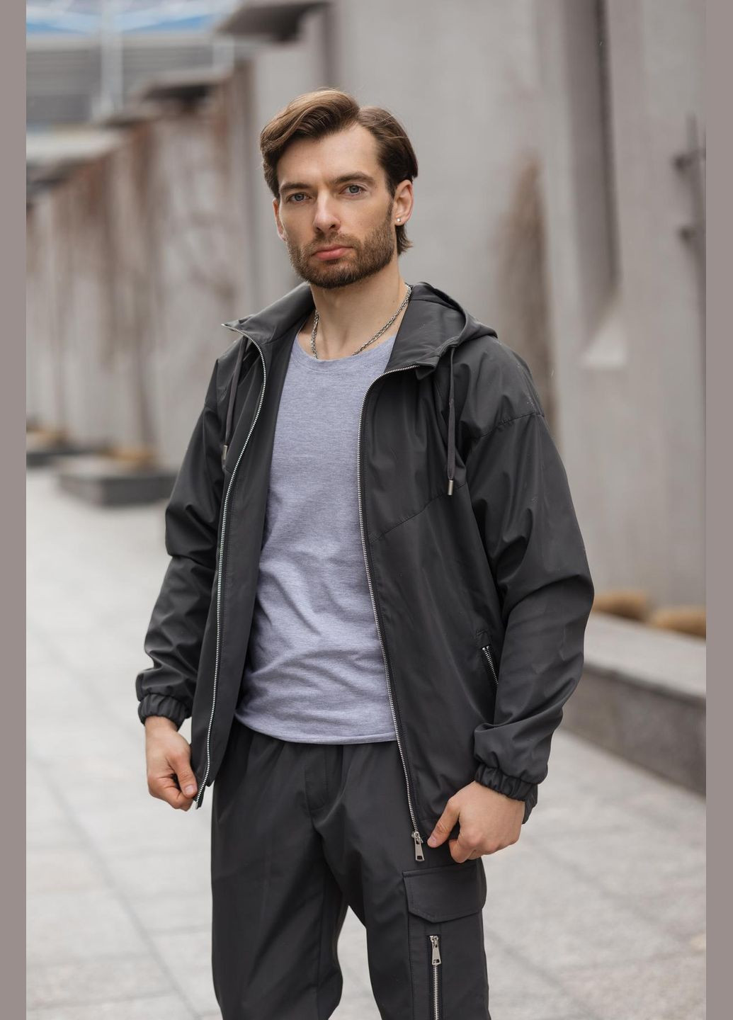 Графітовий демісезонний чоловічий костюм No Brand