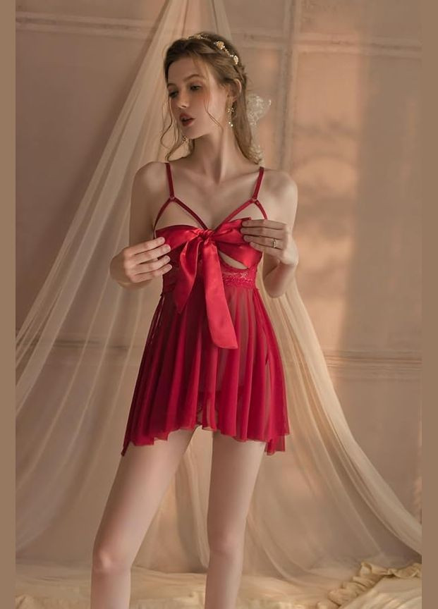 Жіноча бебідол мереживна сітчаста нічна сорочка RSBFK (338410759)