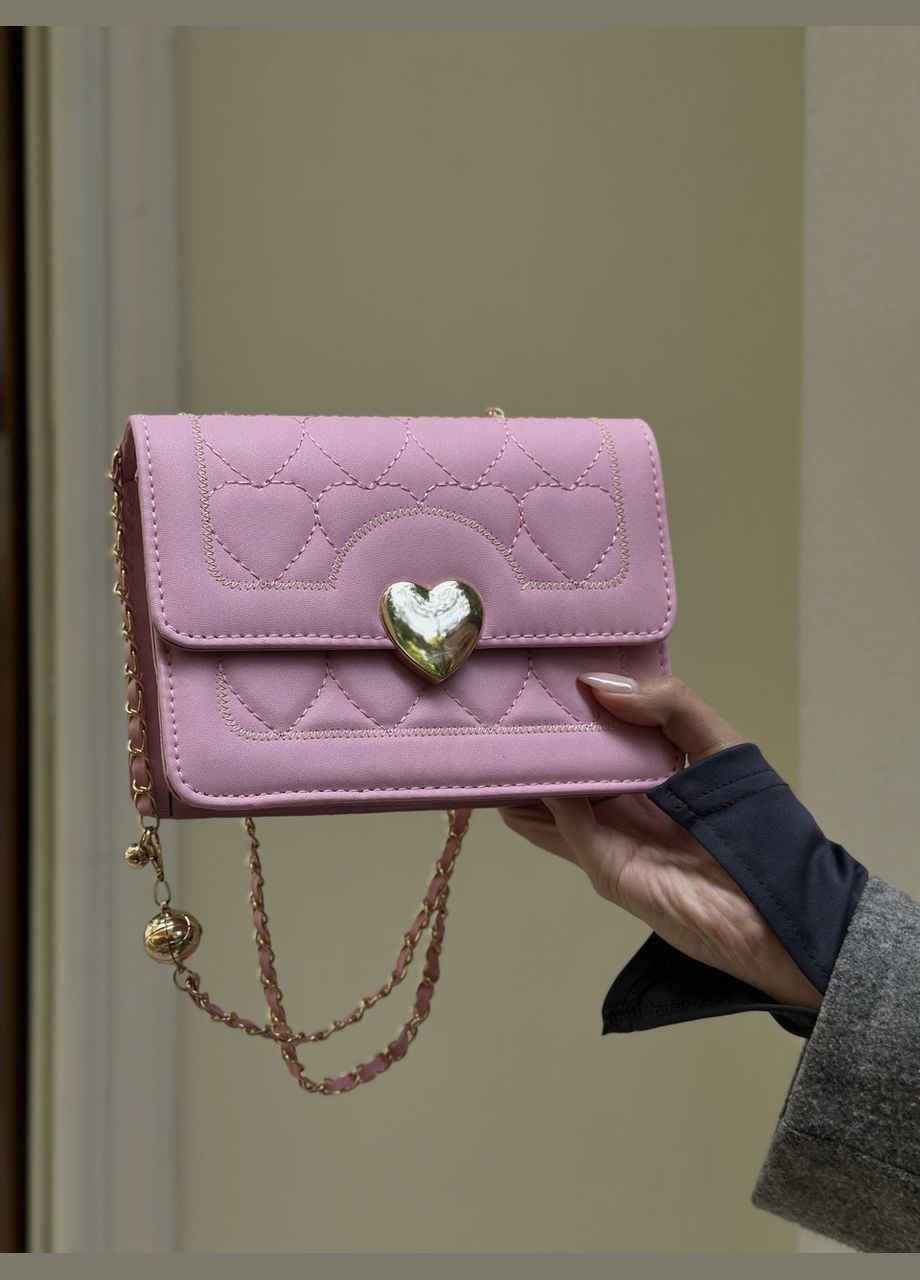 Жіноча сумка 1027 крос-боді на цепочці рожева No Brand (303323004)