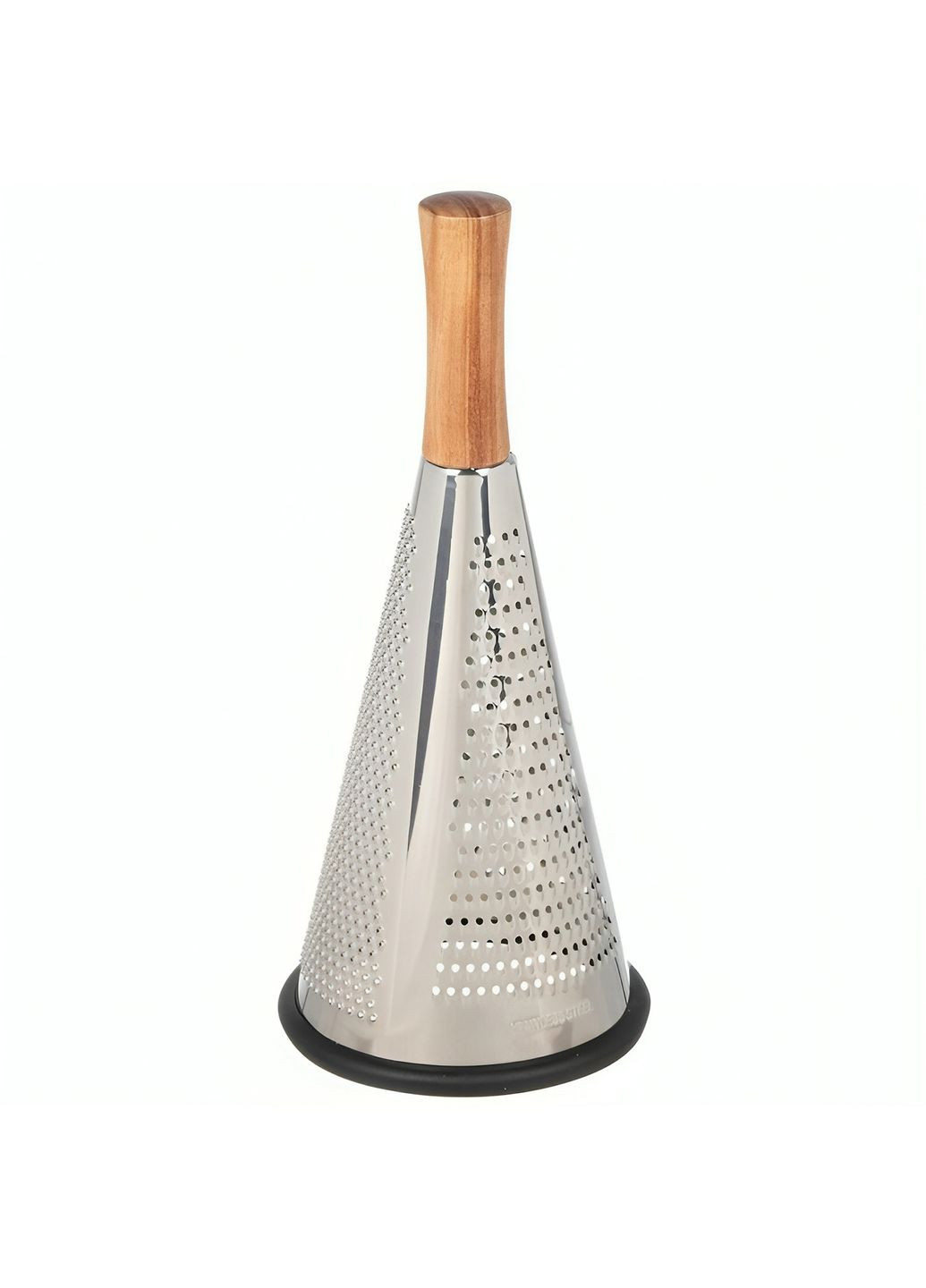 Терка конус для овочів і фруктів 3-стороння з нержавіючої сталі з дерев'яною ручкою (висота 27 см) Kitchen Master (322648372)