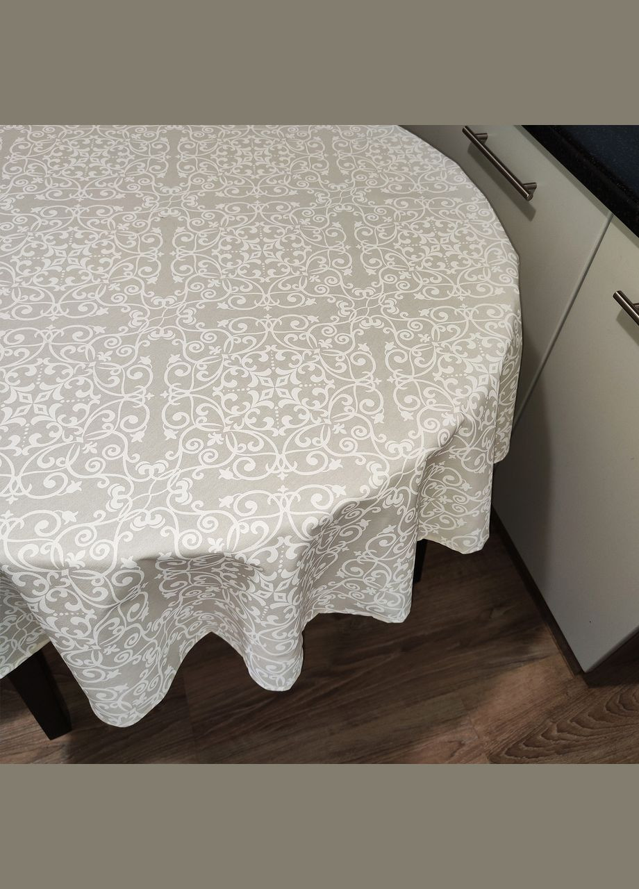 Скатерть с водоотталкивающей пропиткой на овальный стол в "Классика бело-песочная" 140, 200 Maystat (340672950)