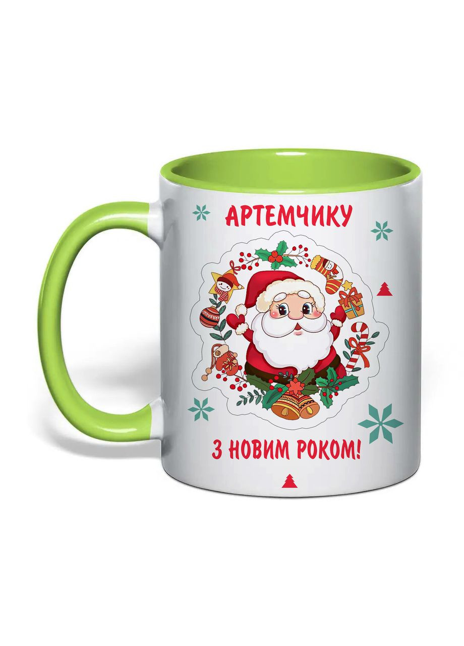 Чашка з друком "З новим роком! Артемчику" 330 мл ( ) (33106) No Brand (365814607)