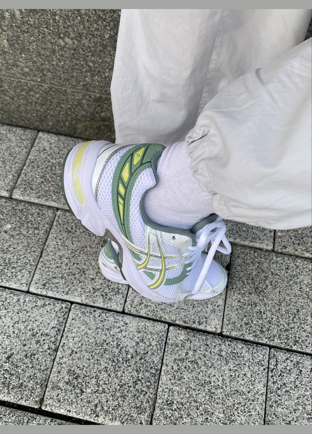 Кросівки жіночі Asics Gel-1130 white green | Асікс Гель-1130 білі зелені No Brand білі демісезони (316663510)