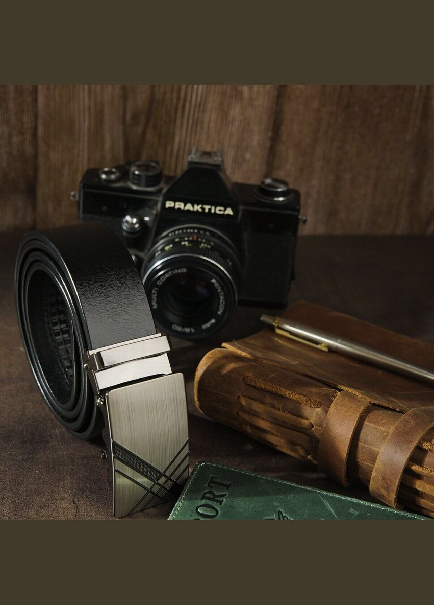 Ремень мужской c затемненной металлической пряжкой 20208 Черный Vintage (337353149)