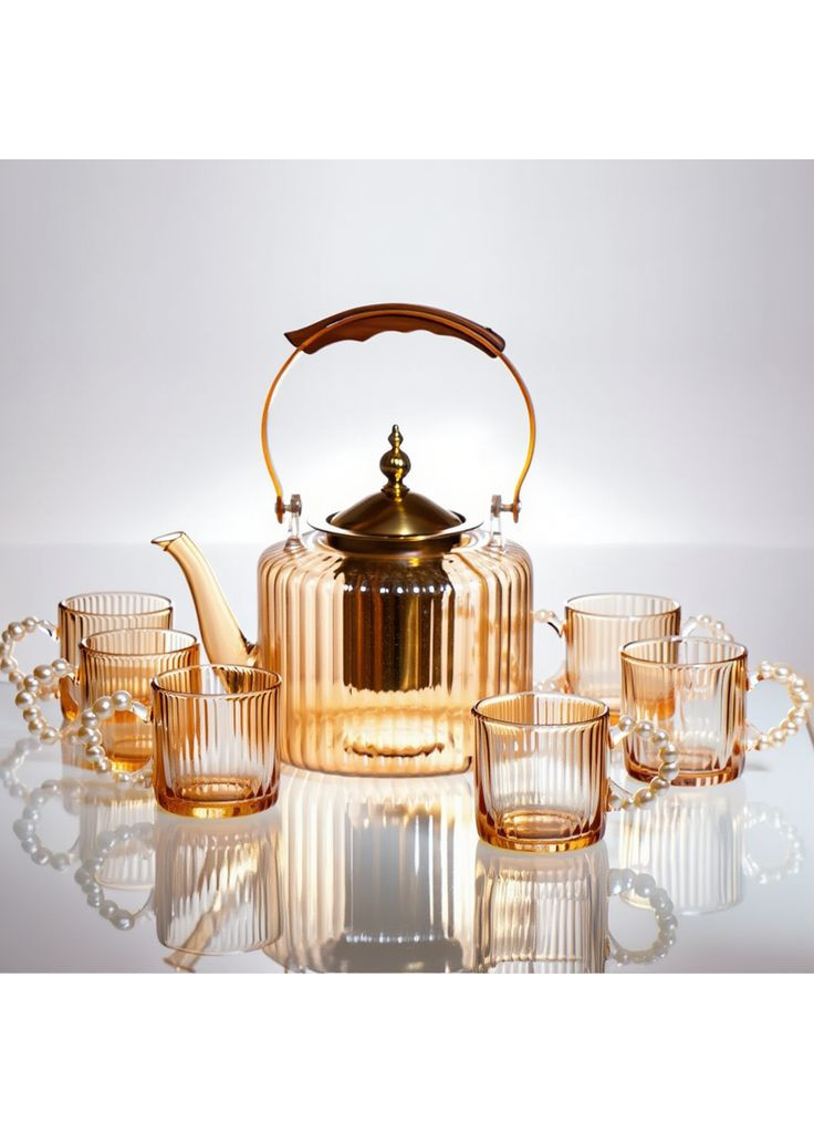 Набор для заваривания чая со стеклянным чайником и 6 чашками, 64486-38 Yiwu (369673502)