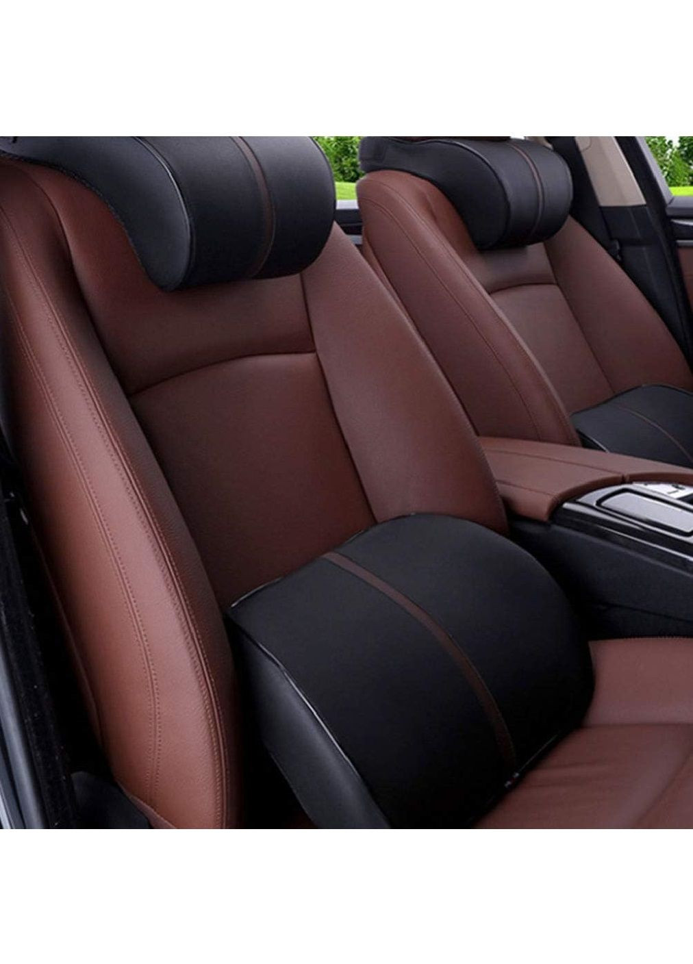 Комплект набор подушек для спины шеи на автокресло сидение в машину автомобиль экокожа пена памяти (477476-Prob) Черный Unbranded (297509315)