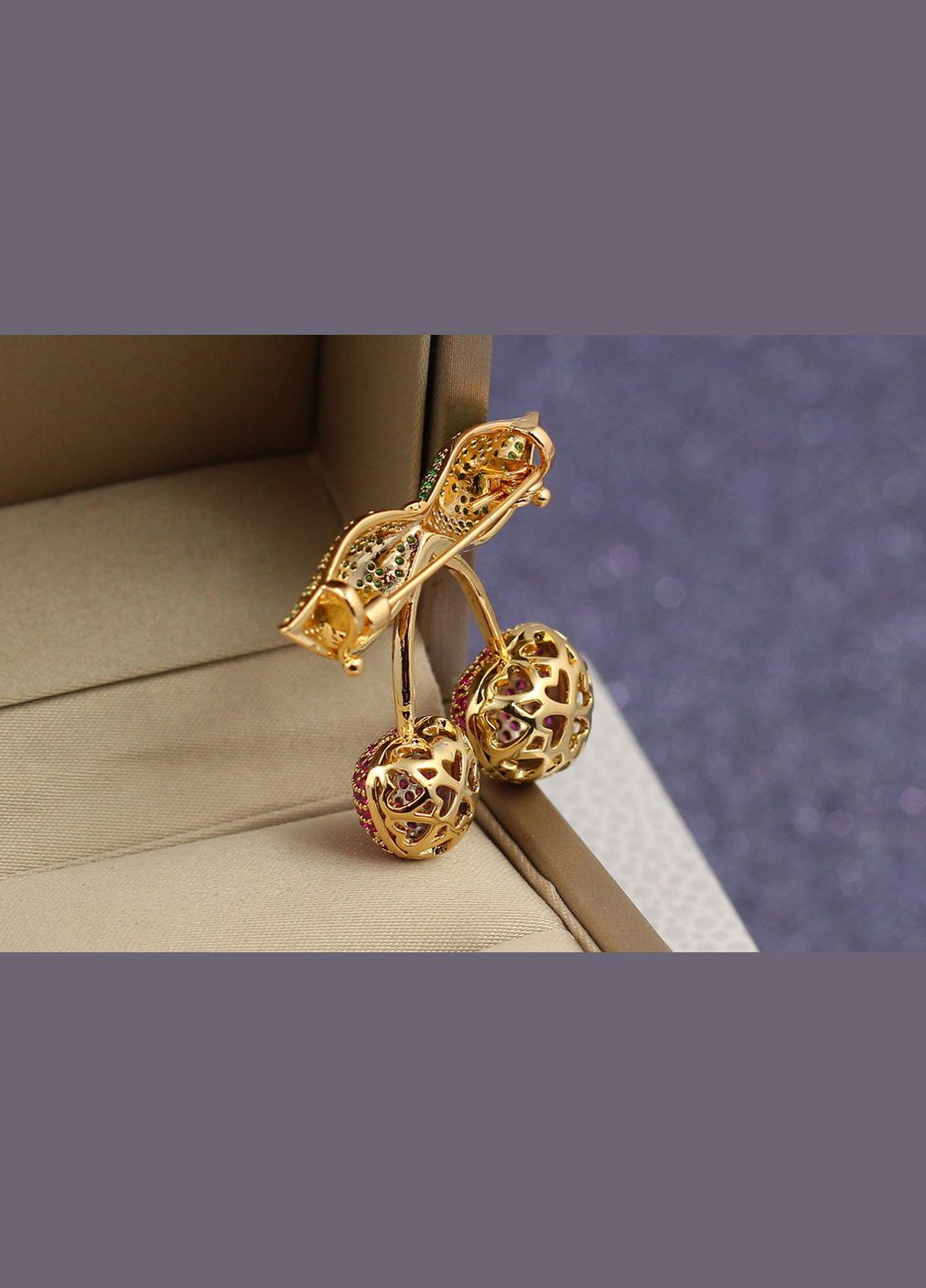 Брошка вишнева парочка золотиста Xuping Jewelry (316433441)