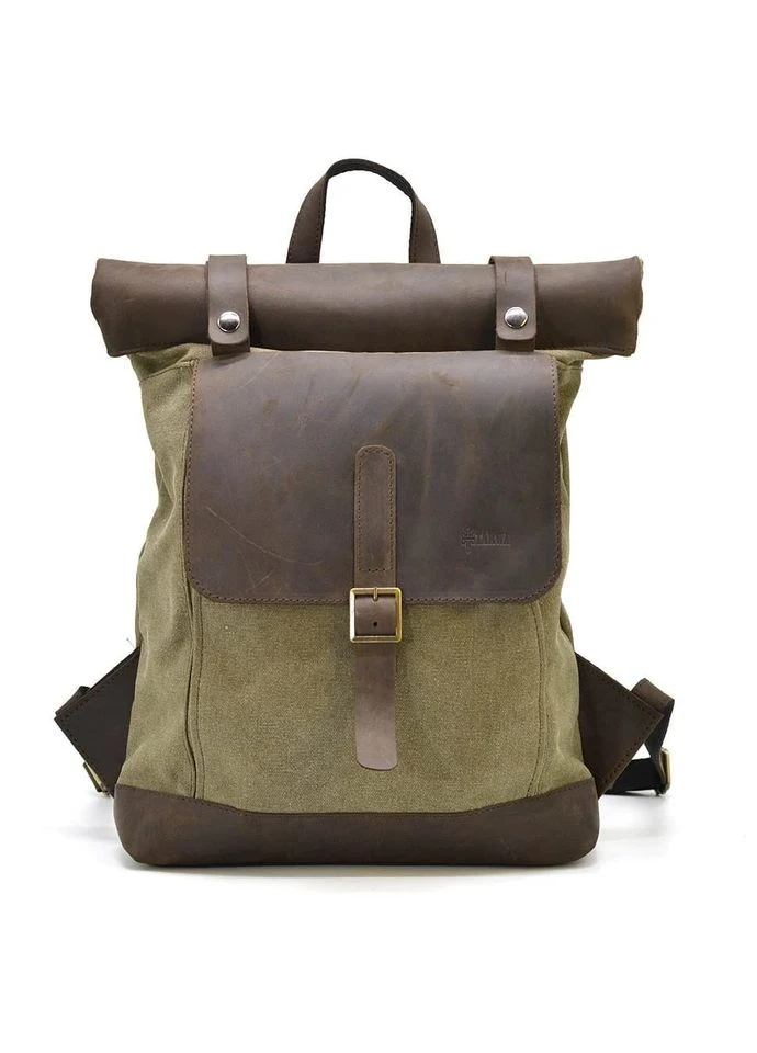 Рюкзак TARWA ROc-5191-3md из лошадиной кожи и канваса коричневый 41×31×12 см No Brand (400878594)