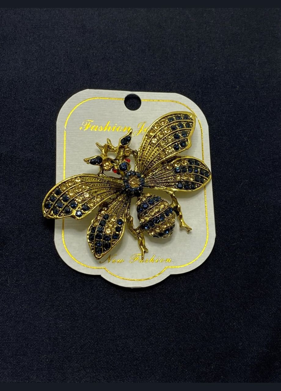 Брошка булавка метелик з золотисто-синім камінням золотиста Xuping Jewelry (330618964)