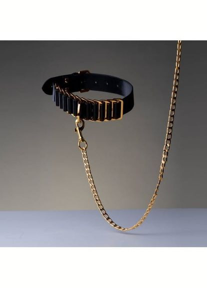 Чокерошейник Indulge In The Restraints с золотой фурнитурой, кожа, черный UPKO (297398130)