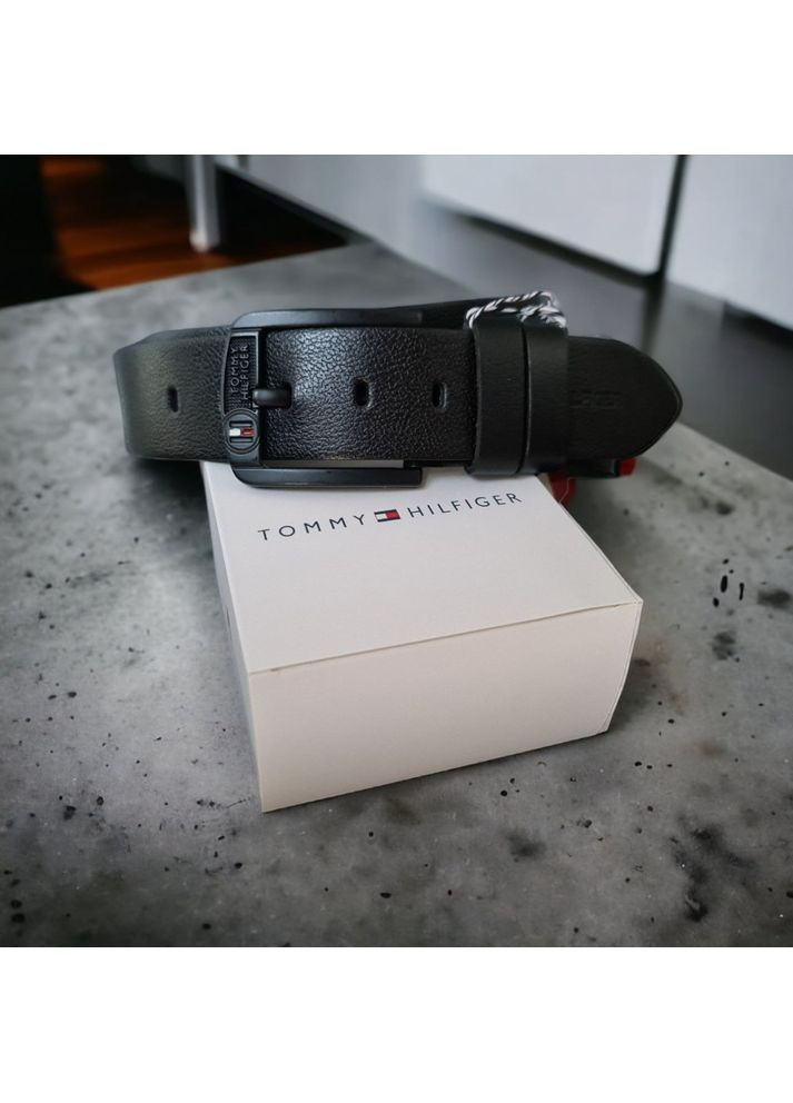 Шкіряний чоловічий ремінь для джинсів чорна пряжка No Brand (369002532)