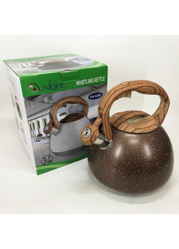 Чайник со свистком UN-5306 2,7л мрамор, качественный чайник для газовой плиты. Цвет: Unique (365813140)