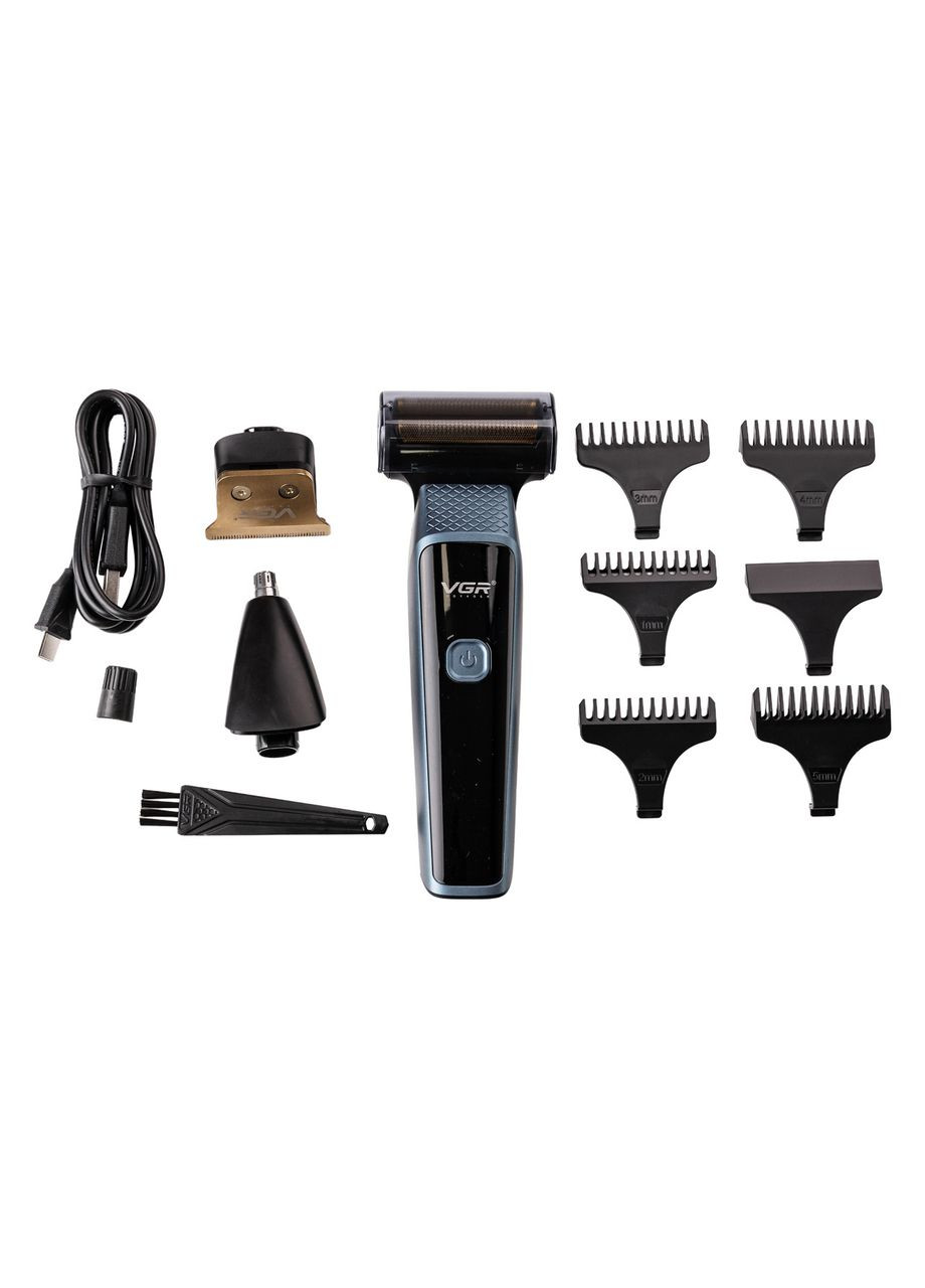 Електробритва-шейвер V-366 з насадками синій VGR (315637874)