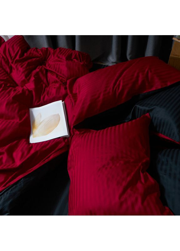 Комплект постільної білизни Satin Stripe «» Євро 200х220 наволочки 2х70х70 (MS-820008552) Moon&Star Dark Romance (356112750)