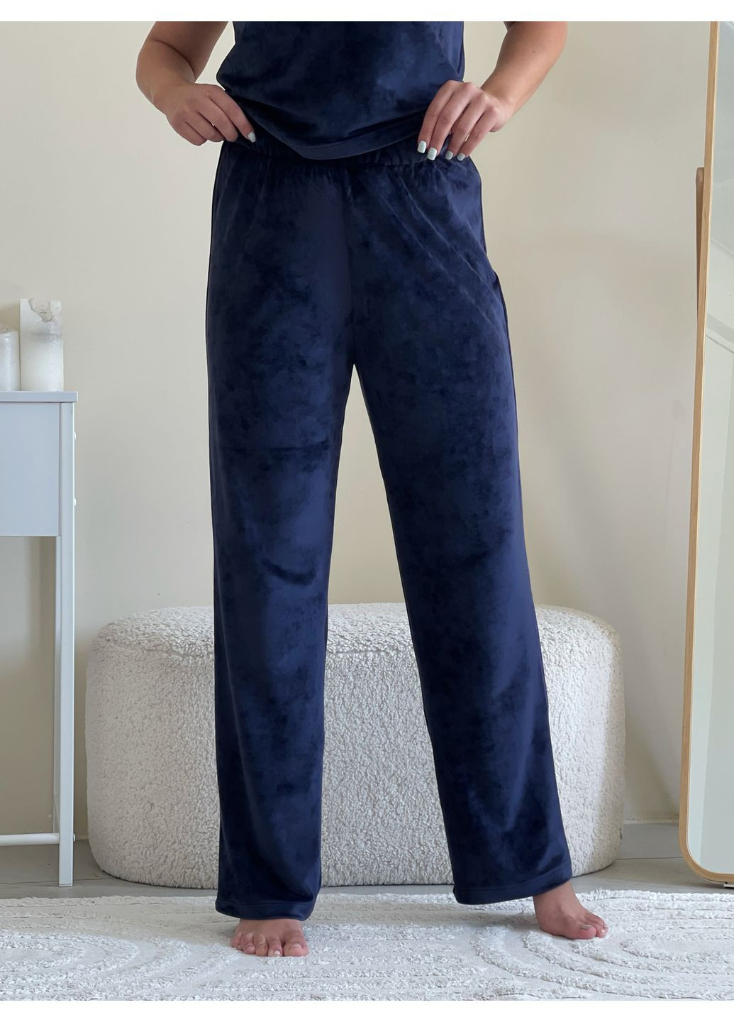 Синяя зимняя женская пижама кофта + брюки No Brand 100002412