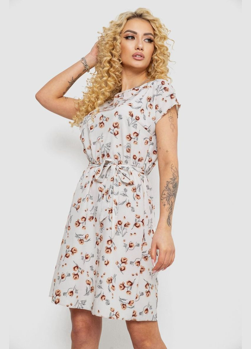 Сіро-бежева повсякденний літня сукня з поясом без рукавів з принтом вільного крою синьо-сіра (sku_214r0225-3) No Brand з малюнком