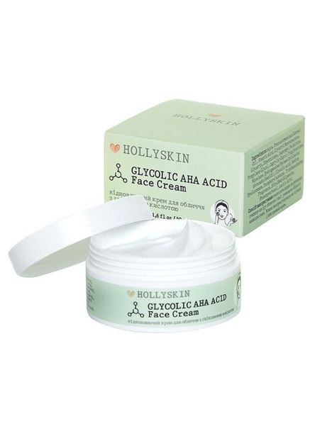 Hollyskin Возобновляющийся крем для лица с гликолевой кислотой Glycolic AHA Acid Face Cream 50 мл — Крем, Украина (323229848)