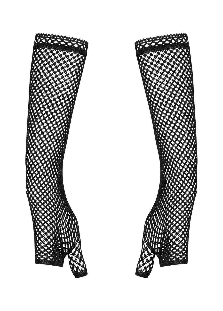 Чорний демісезонний сексуальні рукавички-мітенки до ліктя darkessia у сіточку, чорні, o/s Obsessive