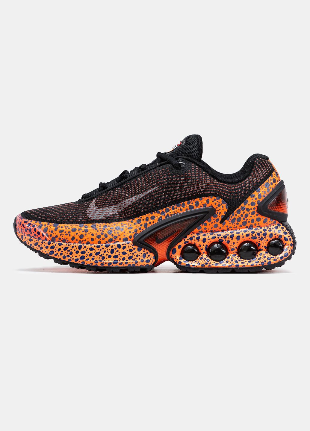 Черные всесезонные кроссовки мужские и женские nike air max dn safari black orange | найк аир макс дн черные оранжевые No Brand