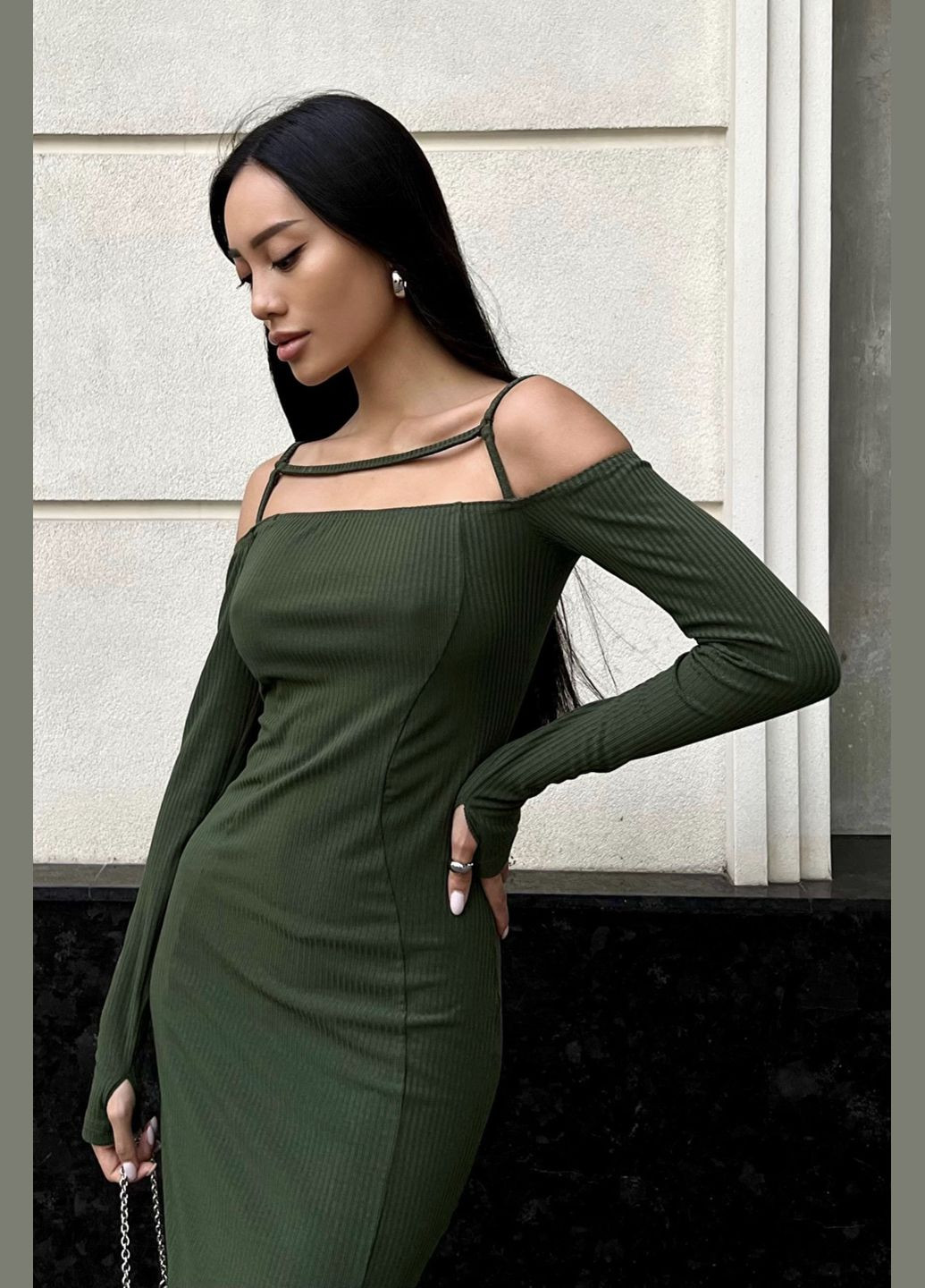 Оливкова (хакі) повсякденний, кежуал, вечірня сукня футляр Liton