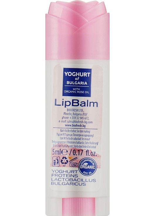 Бальзам для губ з пробіотиком і органічною трояндовою олією Yoghurt & Organic Rose Oil Lip Balm 5ml (948537-50177) Biofresh (368652473)