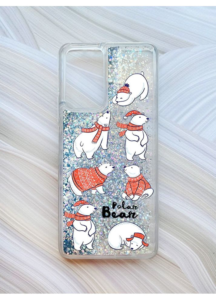 Чохол з плаваючими блискітками на Xiaomi Redmi Note 10 Pro/10 Pro Max Срібло Ведмедики (принт 145) CASE CONTROL (362964150)