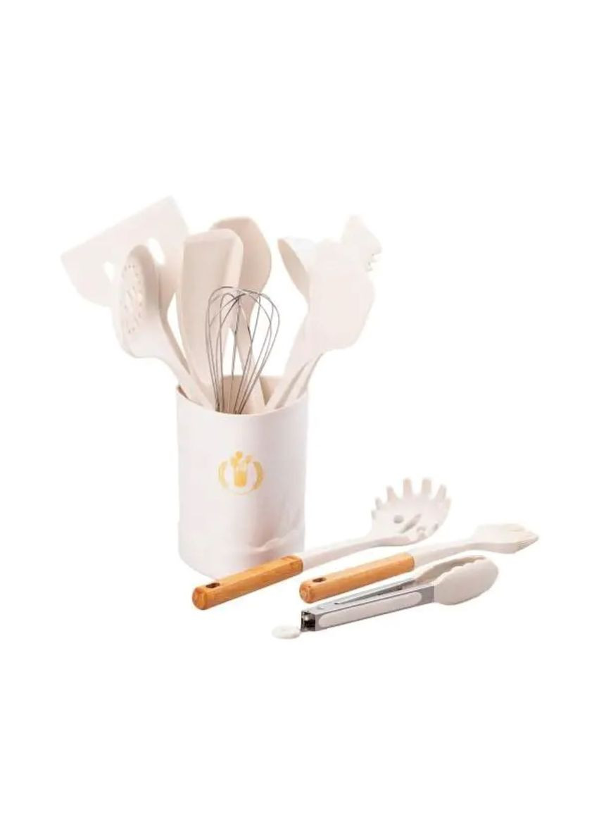 Набір кухонного приладдя на підставці 12 штук з дерев'яною ручкою YRUR9 TS Kitchen комбінований,