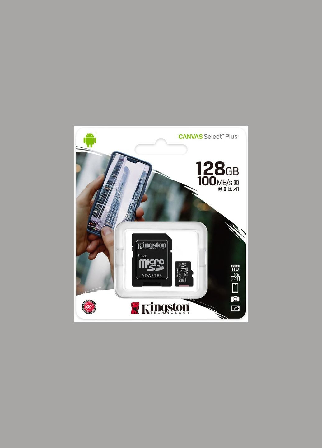 MicroSDXC 128GB Canvas Select Plus 100R A1 Class 10 UHS-I (SDCS2/128GB) + SD адаптер Kingston (329882394)