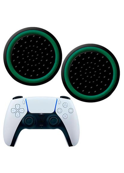 Силіконові накладки на аналогові стики для джойстика PS5 Dualsense чорні із зеленою окантовкою 2 шт IVYUEEN (298184127)