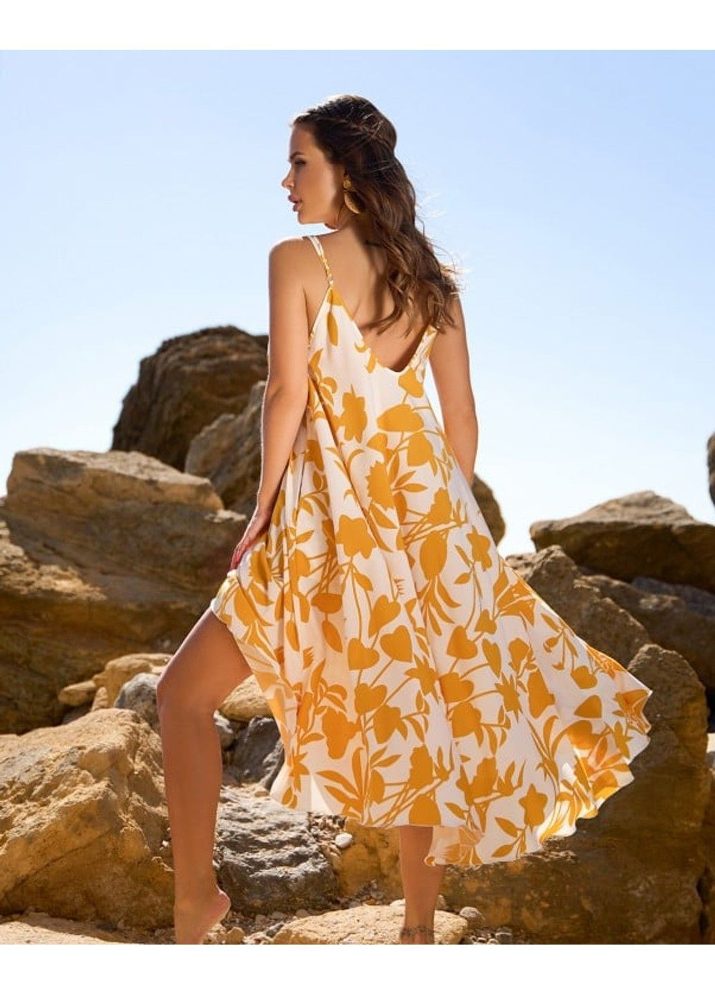 Білий повсякденний сукні 14771 білий/гірчичний ISSA PLUS