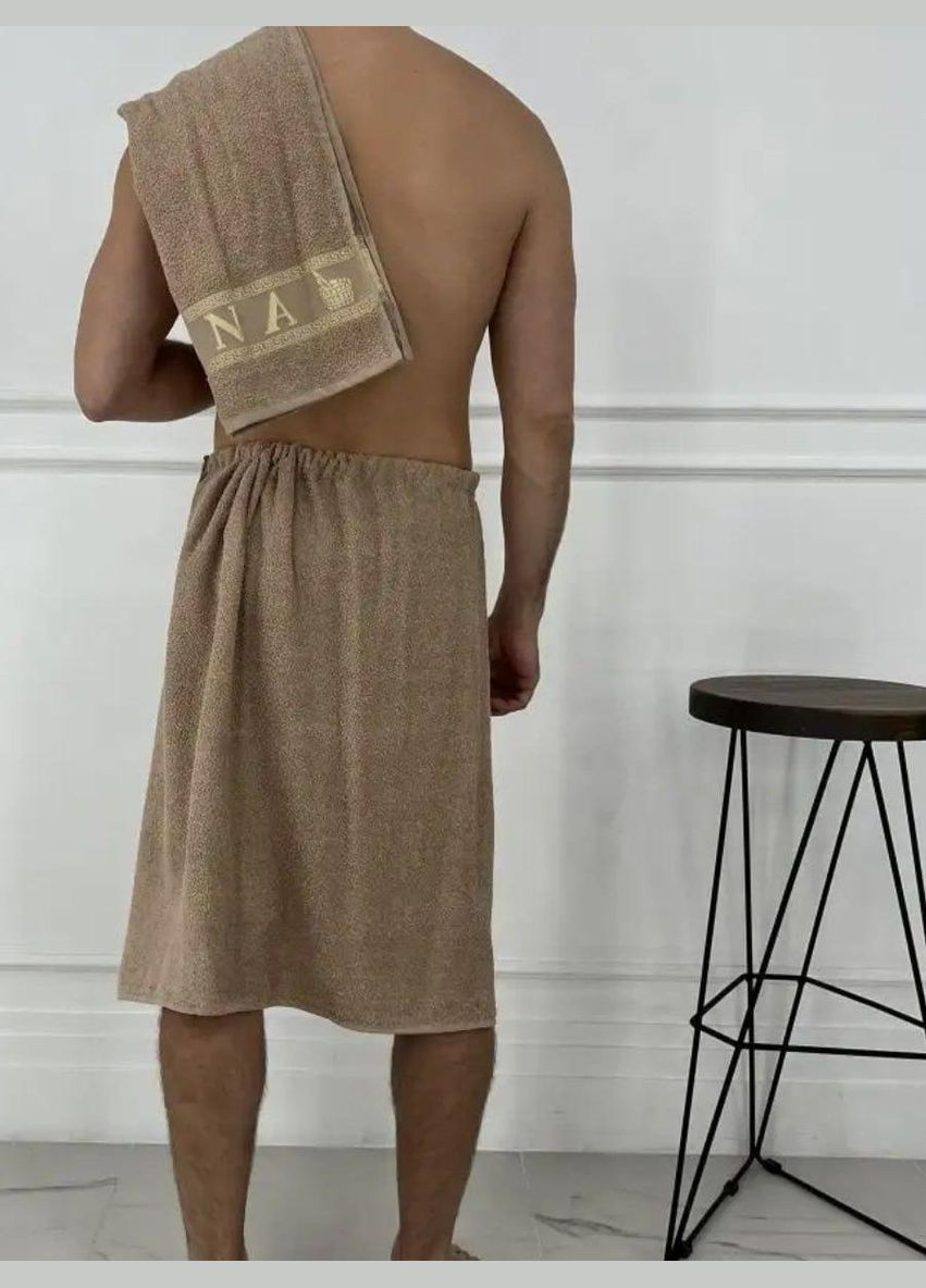 Набор в сауну для чоловіків 70х150 Капучино (П4К-am-mahra-m-002-2) No Brand світло-бежевий