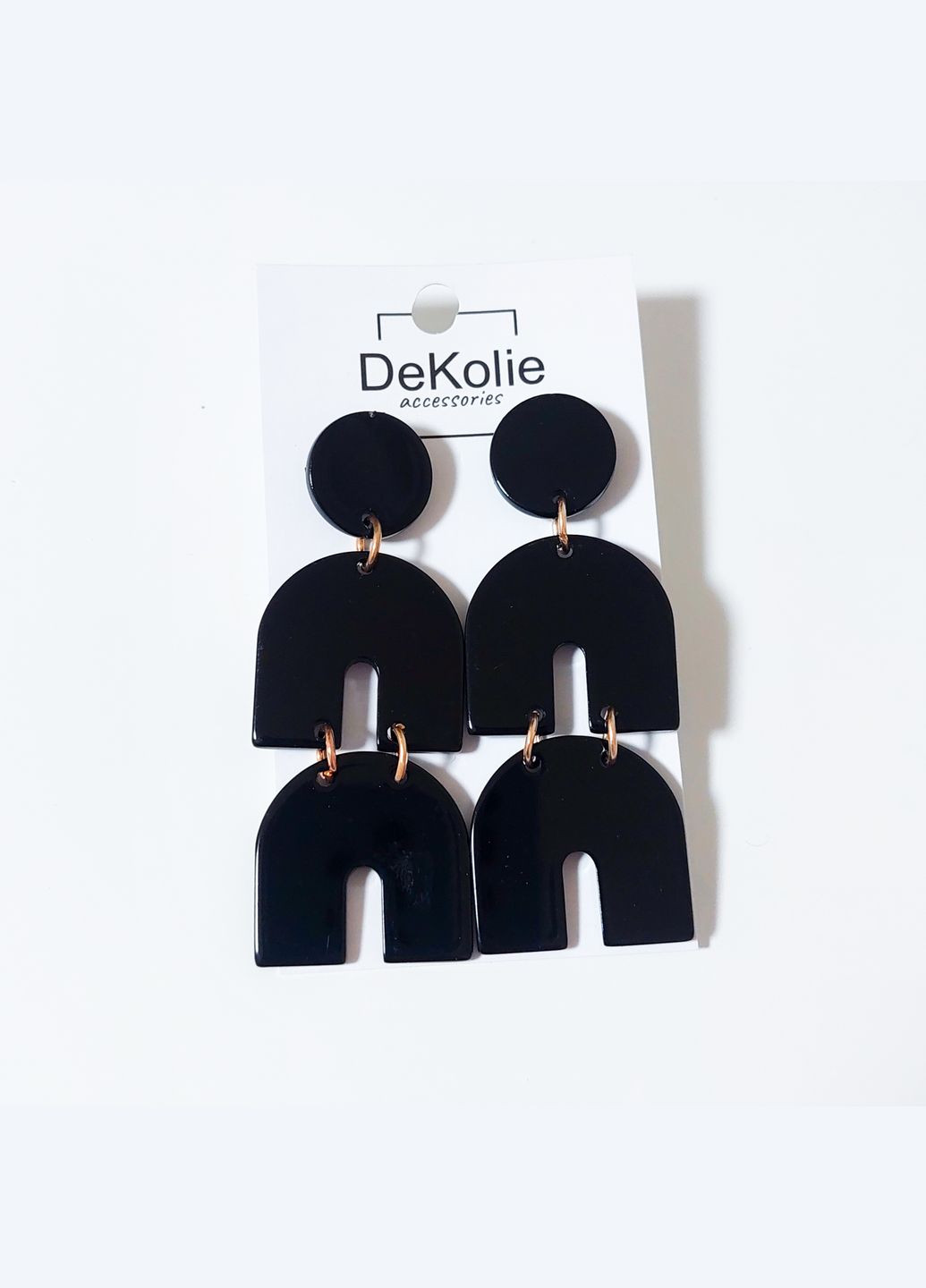 Сережки висячі з акрилу MK0861-1 чорні DeKolie (322318958)