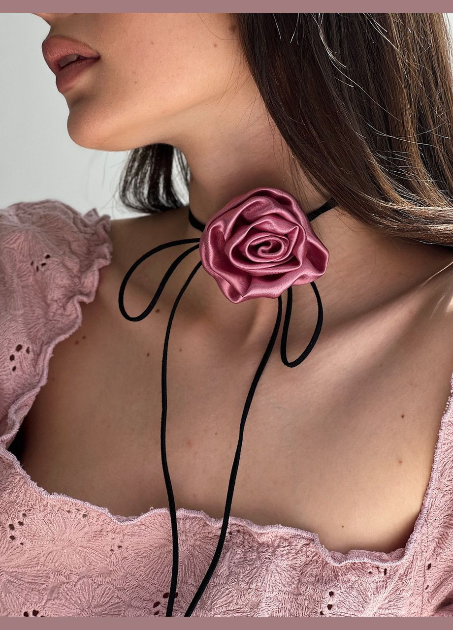 Чокер цветок на шнурке розовый D.Hats текстиль (285710740)