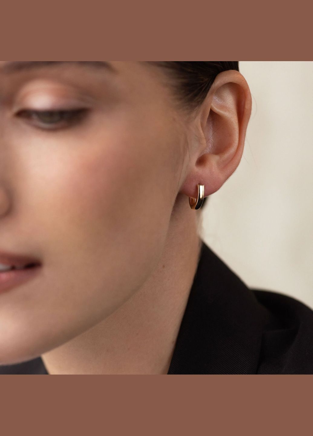 Серьги - кольца в желтом золоте (овальные) с08107 Oniks (264022822)