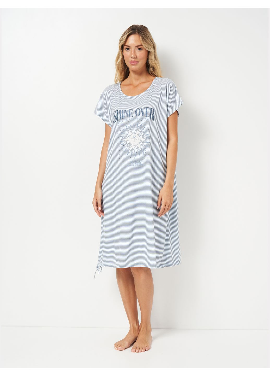 Голубое повседневный платье ROMEO LIFE в полоску