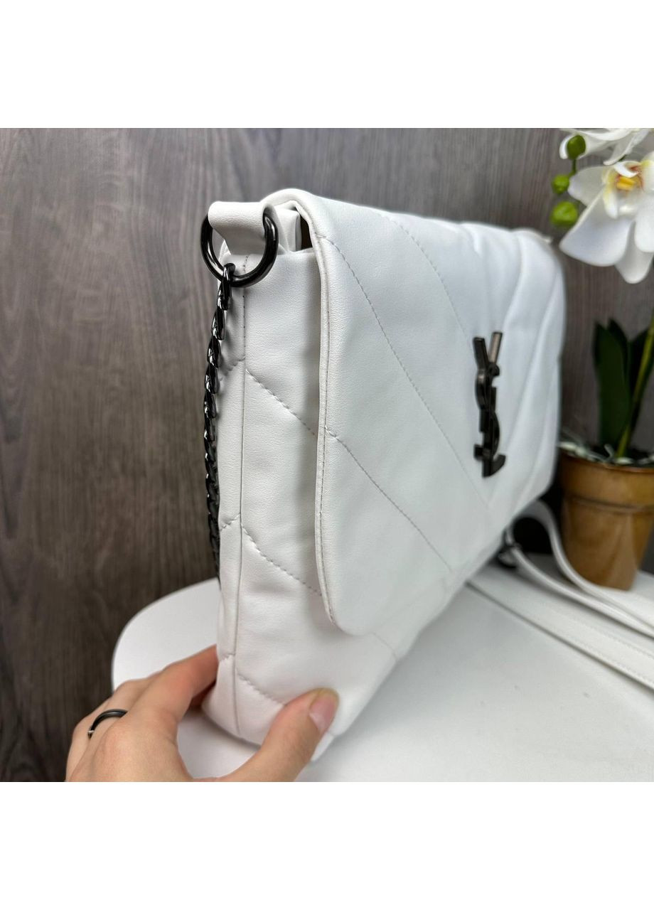 Жіноча сумка клатч з екошкіри біла м'яка з магнітною застібкою ProDobro (363259490)