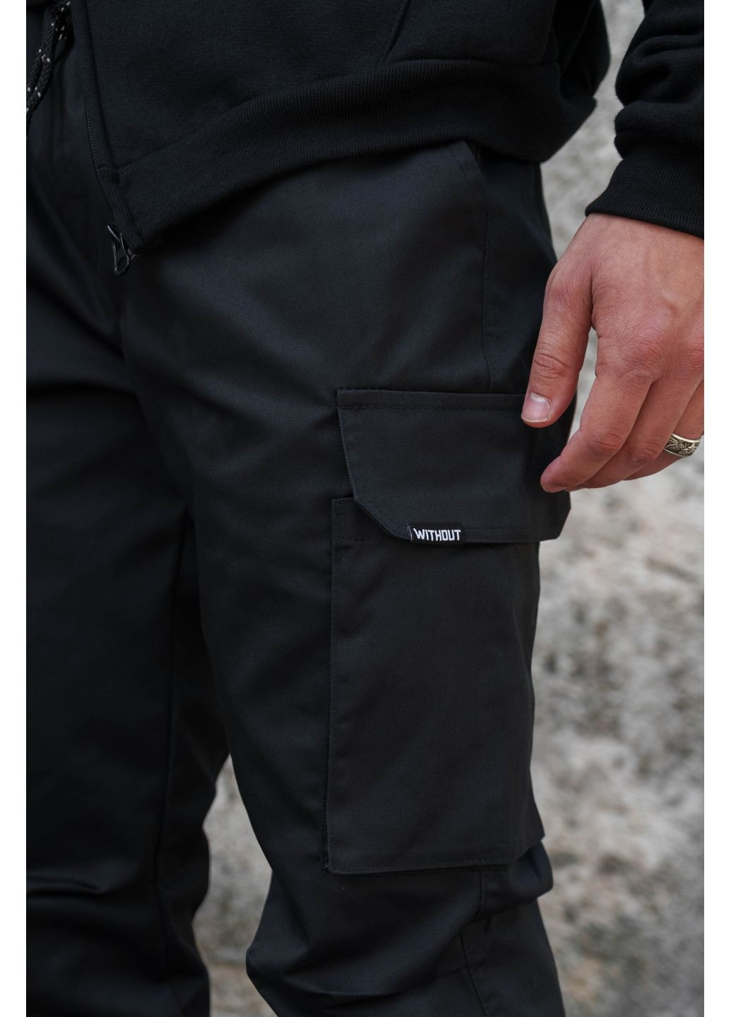 Черные кэжуал демисезонные карго брюки Without