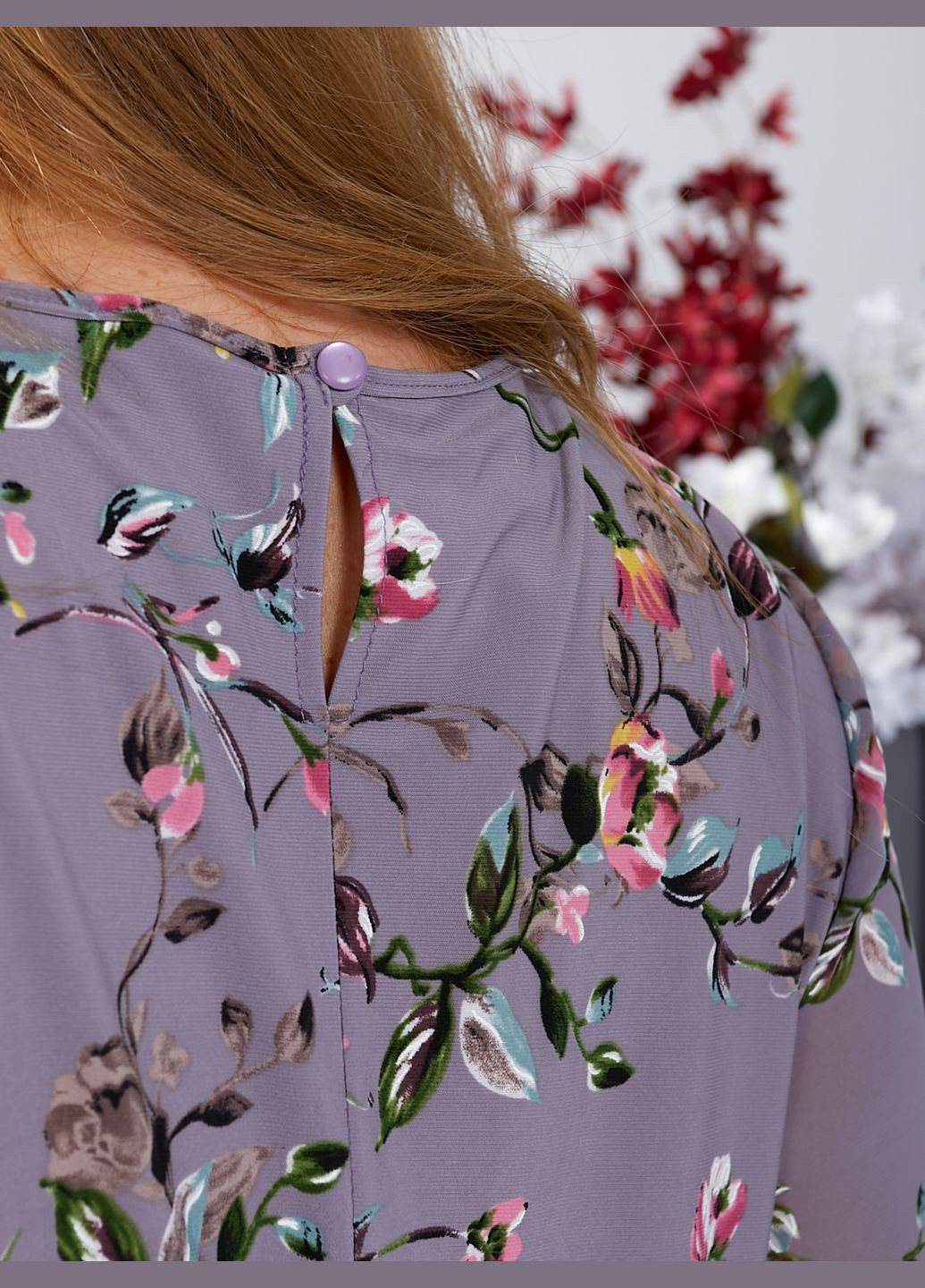 Сиреневое кэжуал шифоновое платье колокол No Brand с цветочным принтом