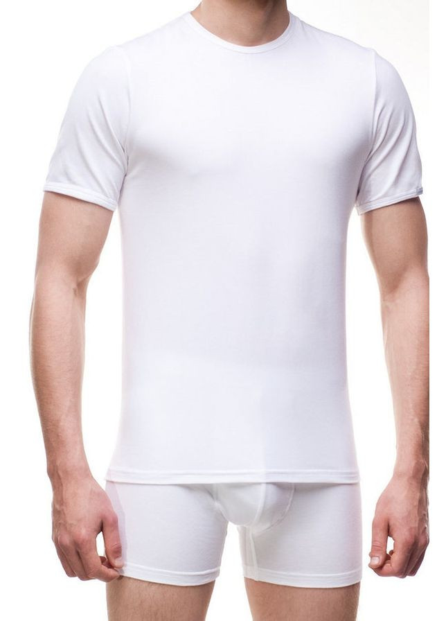 Белая базовая мужская футболка из хлопка с коротким рукавом Cornette HE-532 High Emotion white