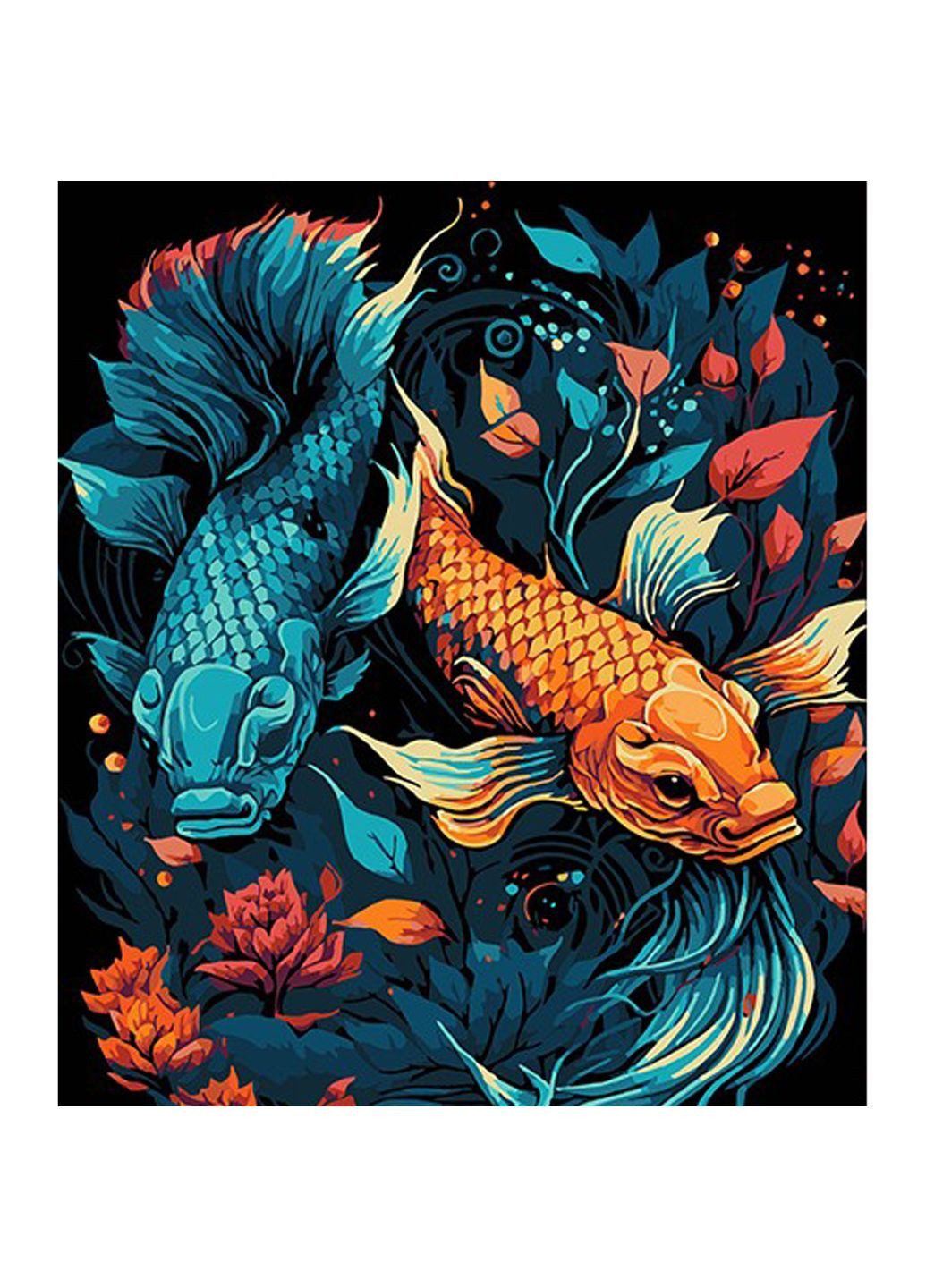 Картина-раскраска Strateg по номерам на черном фоне Подводный мир 30x40 (FH-6) Стратег (365546155)