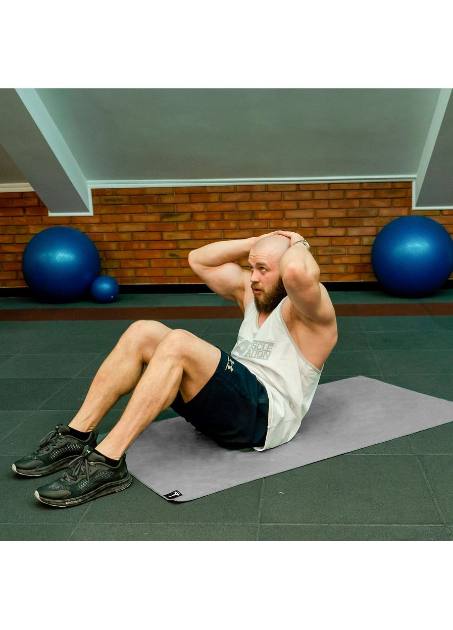 Полотенце спортивное микрофибра с чехлом 70х140 см (60170) Love You серый