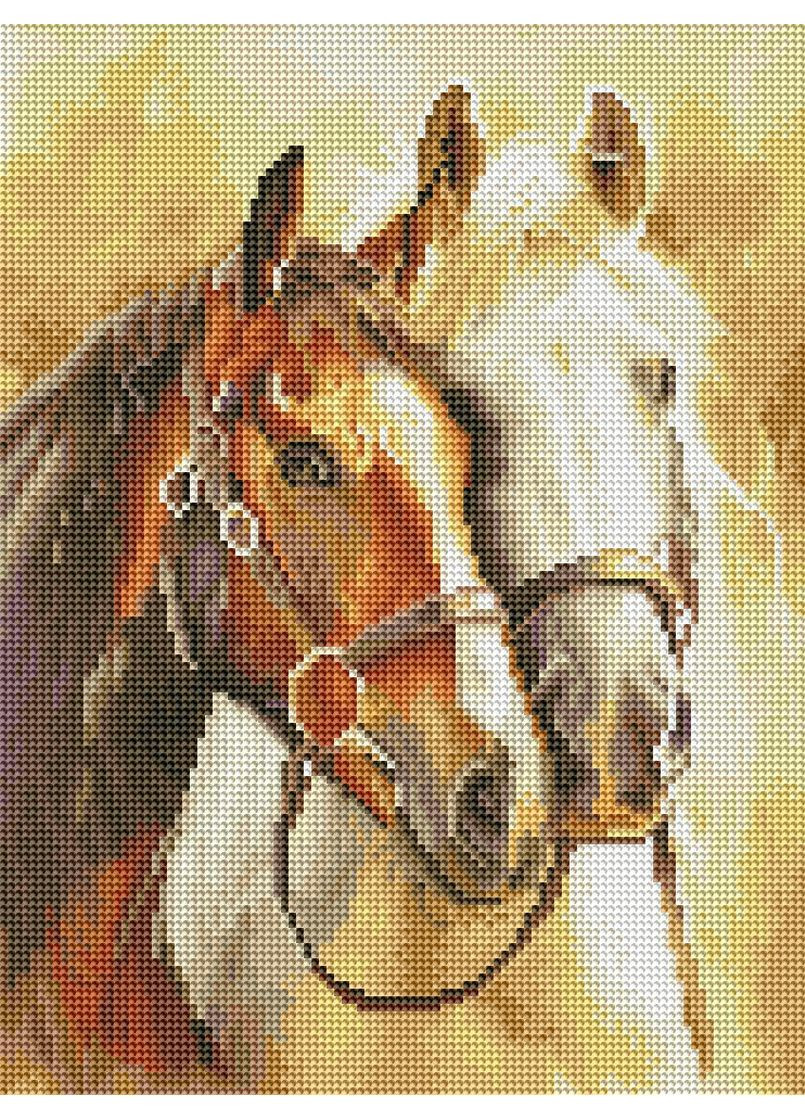 Алмазна мозаїка Шляхетні коні 30 х 40 RDBS7024 Brushme (351508148)